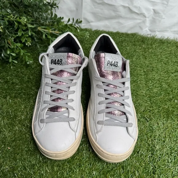 P448 John Low Top Hologram White sneakers low top size 39 US 9 Genty used