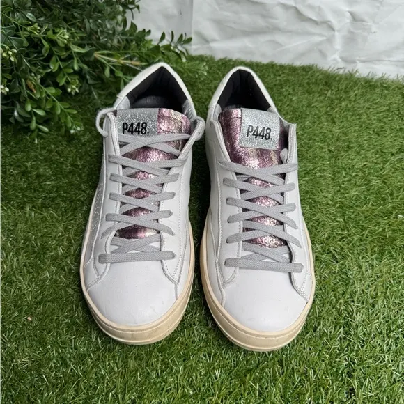 P448 John Low Top Hologram White sneakers low top size 39 US 9 Genty used