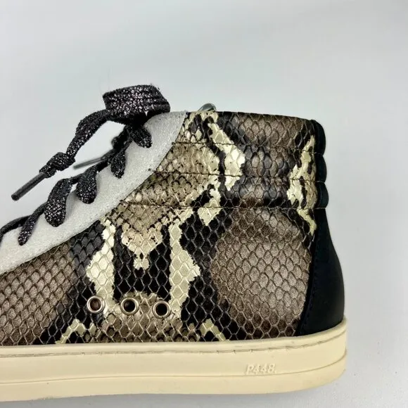 P448 Womens Skate High Top Sneakers Python Brown Snakeskin Glitter size 37 US 7