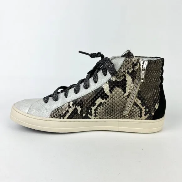 P448 Womens Skate High Top Sneakers Python Brown Snakeskin Glitter size 37 US 7