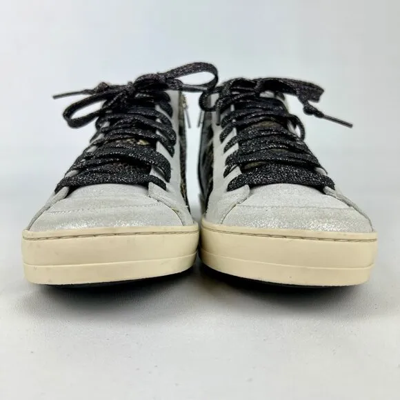 P448 Womens Skate High Top Sneakers Python Brown Snakeskin Glitter size 37 US 7