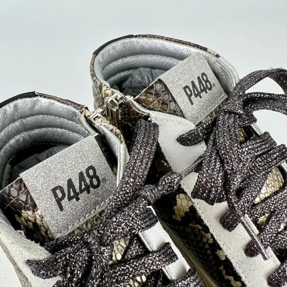 P448 Womens Skate High Top Sneakers Python Brown Snakeskin Glitter size 37 US 7