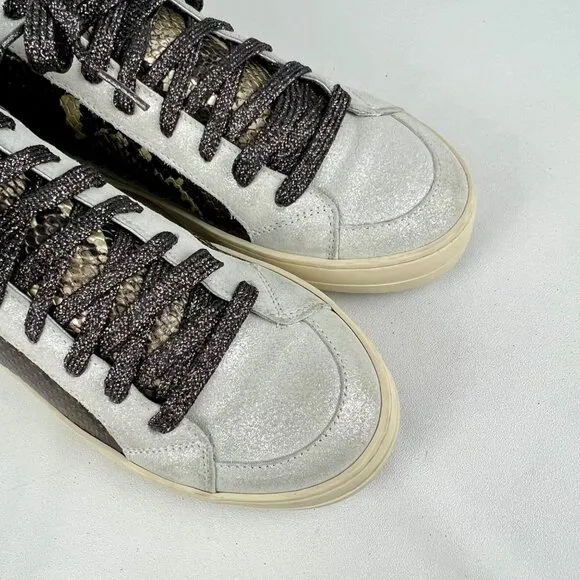 P448 Womens Skate High Top Sneakers Python Brown Snakeskin Glitter size 37 US 7