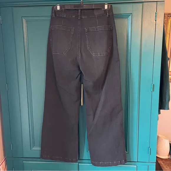 Paige Brooklyn Crop in Black Willow Wide-Leg Jeans Sz 26