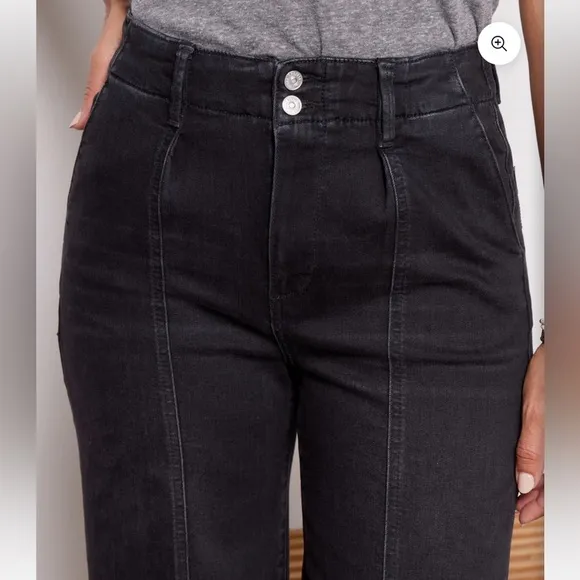 Paige Brooklyn Crop in Black Willow Wide-Leg Jeans Sz 26