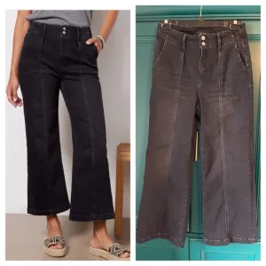 Paige Brooklyn Crop in Black Willow Wide-Leg Jeans Sz 26
