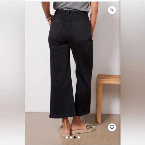 Paige Brooklyn Crop in Black Willow Wide-Leg Jeans Sz 26