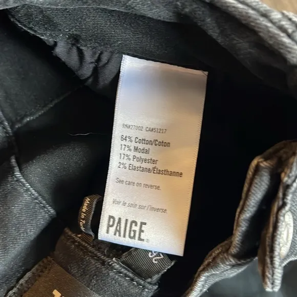 Paige Brooklyn Crop in Black Willow Wide-Leg Jeans Sz 26