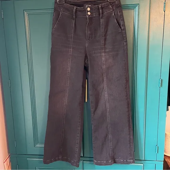 Paige Brooklyn Crop in Black Willow Wide-Leg Jeans Sz 26