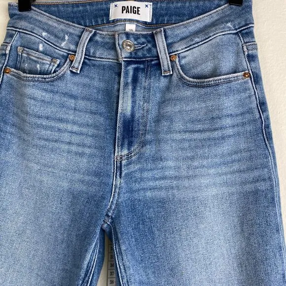 PAIGE Colette Crop Jeans Size 25 Light Blue Mel Distress Staple Designer Spring
