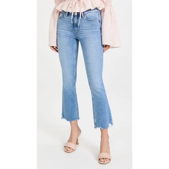 PAIGE Colette Crop Jeans Size 25 Light Blue Mel Distress Staple Designer Spring