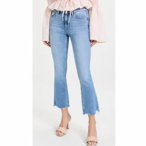 PAIGE Colette Crop Jeans Size 25 Light Blue Mel Distress Staple Designer Spring