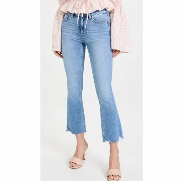 PAIGE Colette Crop Jeans Size 25 Light Blue Mel Distress Staple Designer Spring