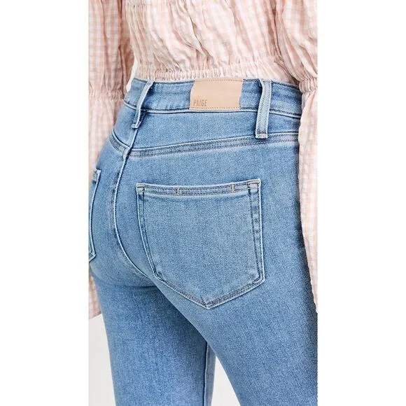 PAIGE Colette Crop Jeans Size 25 Light Blue Mel Distress Staple Designer Spring