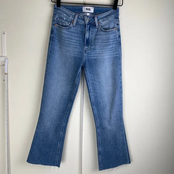 PAIGE Colette Crop Jeans Size 25 Light Blue Mel Distress Staple Designer Spring