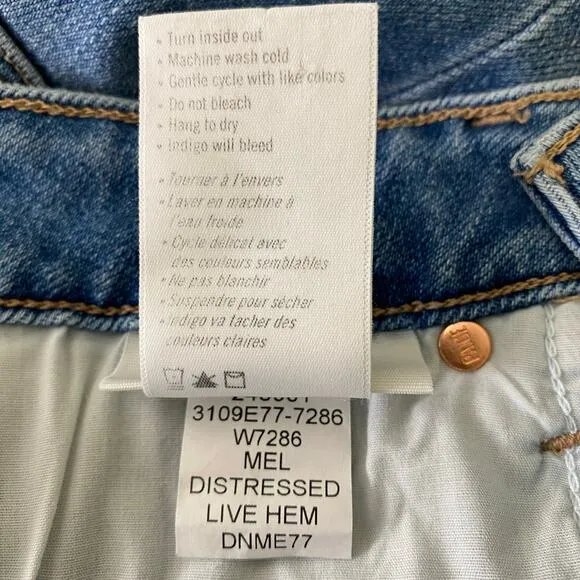 PAIGE Colette Crop Jeans Size 25 Light Blue Mel Distress Staple Designer Spring