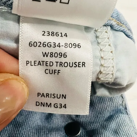 PAIGE light wash pleated trouser cuff jeans size 27