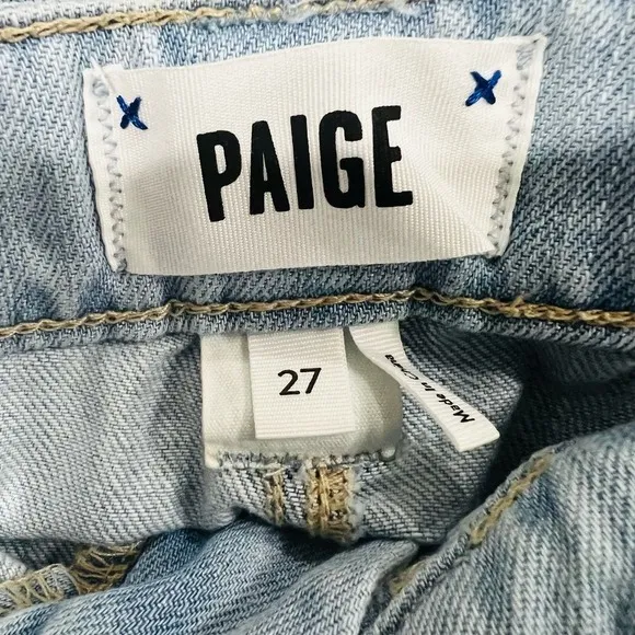 PAIGE light wash pleated trouser cuff jeans size 27