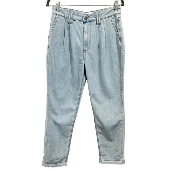 PAIGE light wash pleated trouser cuff jeans size 27