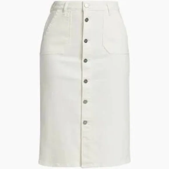 Paige Meadow Midi Skirt Tonal Ecru Size 6 Waist 28