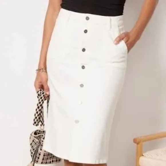 Paige Meadow Midi Skirt Tonal Ecru Size 6 Waist 28