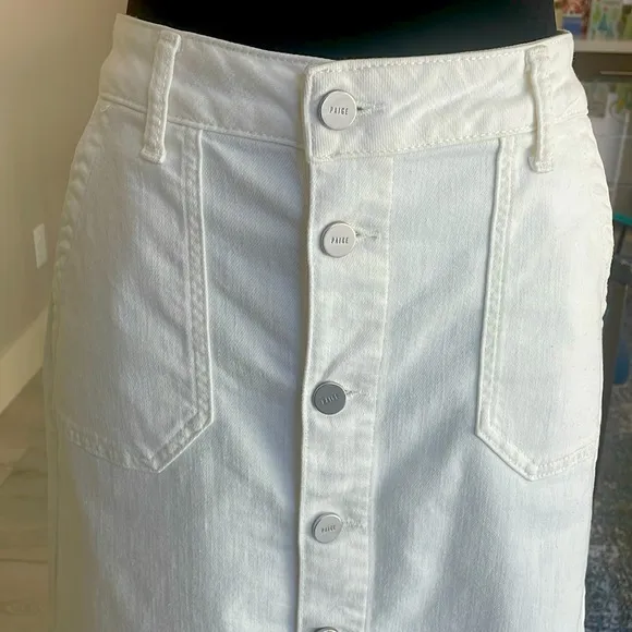 Paige Meadow Midi Skirt Tonal Ecru Size 6 Waist 28