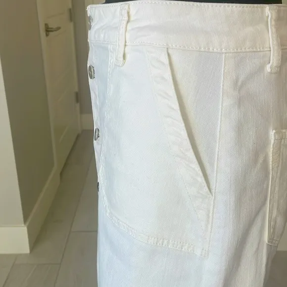 Paige Meadow Midi Skirt Tonal Ecru Size 6 Waist 28