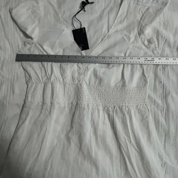 PAIGE SOLEDAD TIERED TEXTURED BOHO COTTON WHITE DRESS XL NEW WITH TAGS $249
