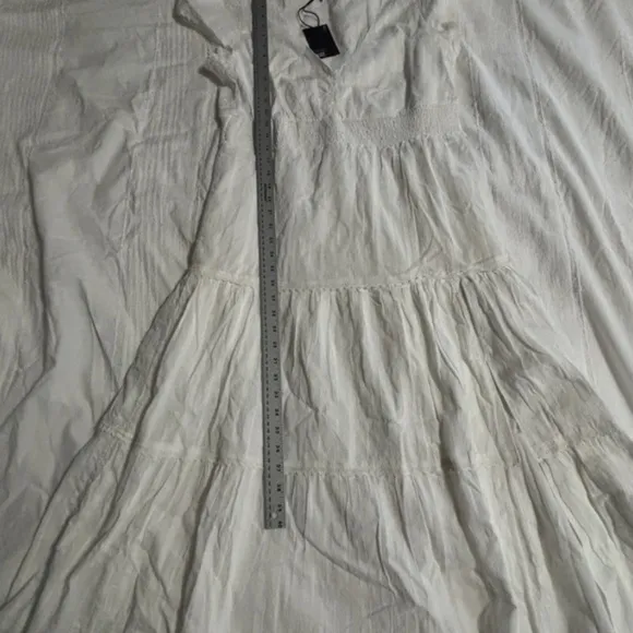 PAIGE SOLEDAD TIERED TEXTURED BOHO COTTON WHITE DRESS XL NEW WITH TAGS $249