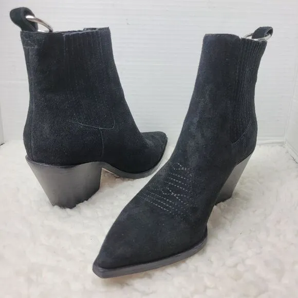 Paige Laney Women's Ankle Bootie Size 6 Black Suede Western Cowboy Boots