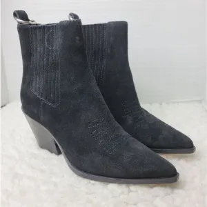 Paige Laney Women's Ankle Bootie Size 6 Black Suede Western Cowboy Boots