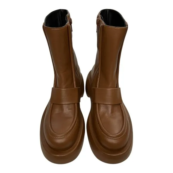 Paloma Barcelo Mika Iris Leather Loafer Boots. Sz: EU 38/US 7.5 - 8.0