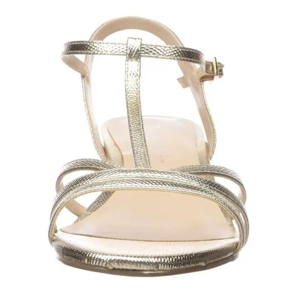 Paradox London Tessa Wedge Evening Gold Sandals Comfort Chic Cute SZ 10W NWOB