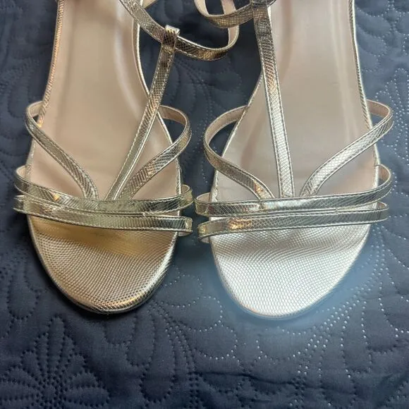 Paradox London Tessa Wedge Evening Gold Sandals Comfort Chic Cute SZ 10W NWOB