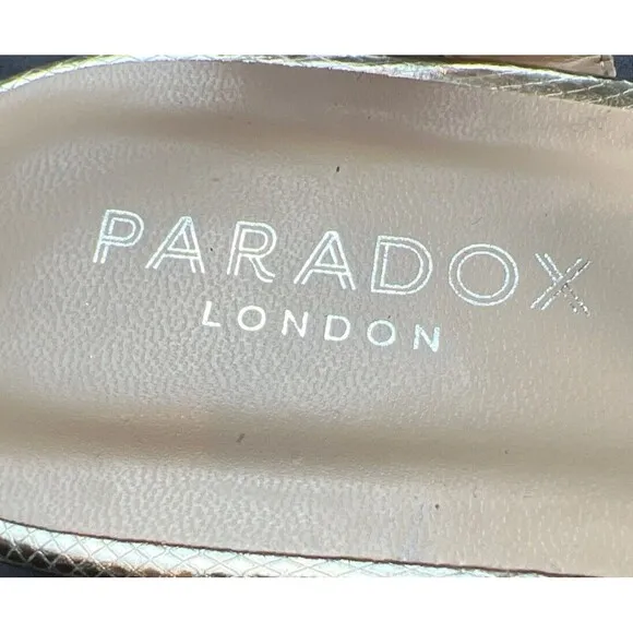 Paradox London Tessa Wedge Evening Gold Sandals Comfort Chic Cute SZ 10W NWOB