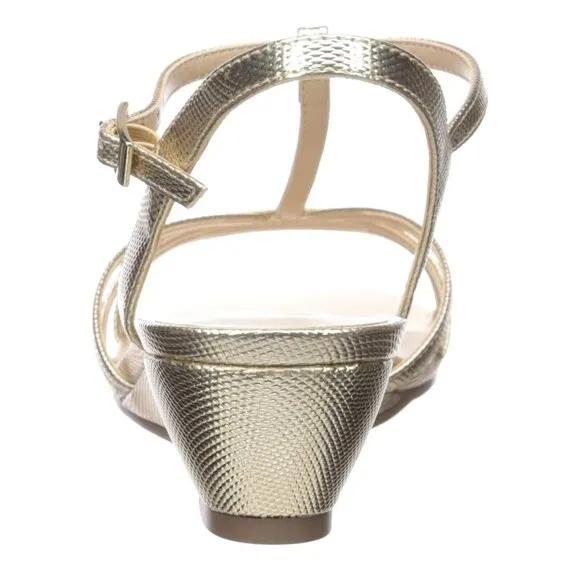 Paradox London Tessa Wedge Evening Gold Sandals Comfort Chic Cute SZ 10W NWOB