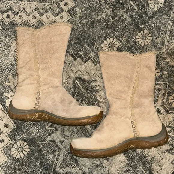 Patagonia Lugano Boots Khaki Suede Waterproof Polartec Primaloft Size 9.5