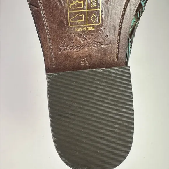 Patricia Nash Women’s Slip On Mules / Boots Turquoise Tooled Battista Size 9.5
