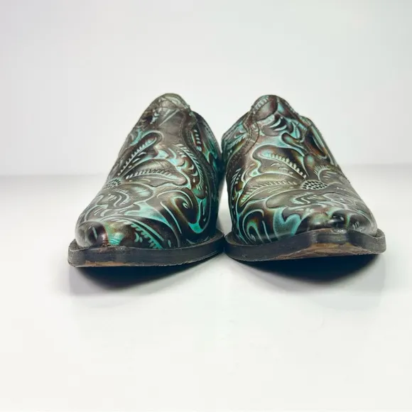 Patricia Nash Women’s Slip On Mules / Boots Turquoise Tooled Battista Size 9.5