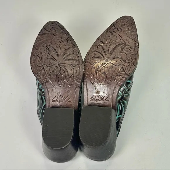 Patricia Nash Women’s Slip On Mules / Boots Turquoise Tooled Battista Size 9.5