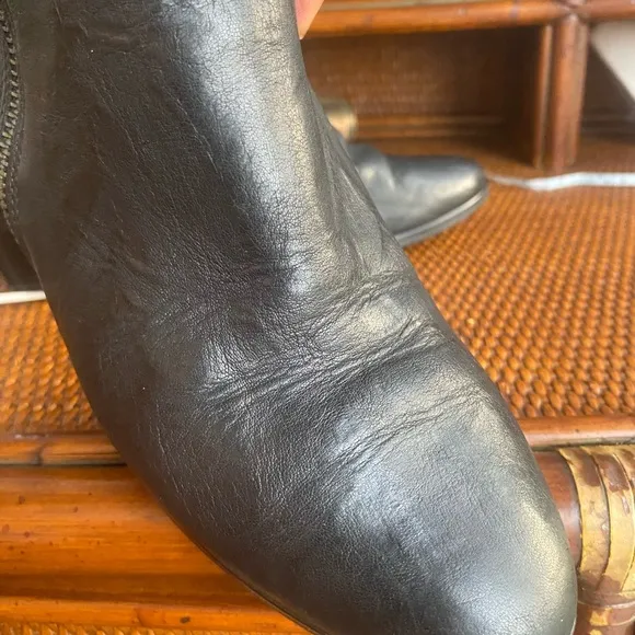 Paul Green Black Leather Ankle Boots SZ 7