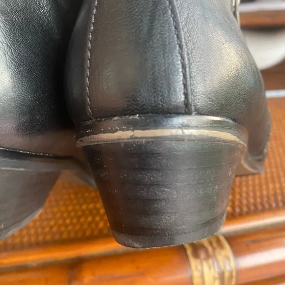 Paul Green Black Leather Ankle Boots SZ 7