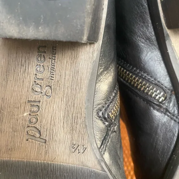 Paul Green Black Leather Ankle Boots SZ 7