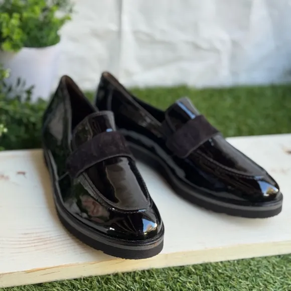 Paul Green Black Patent Leather Loafers very comfortable US size 10.5 UK size 8