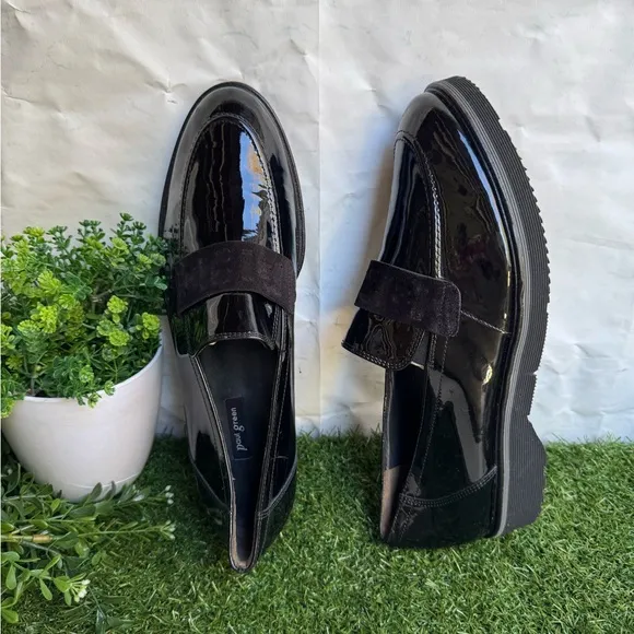 Paul Green Black Patent Leather Loafers very comfortable US size 10.5 UK size 8