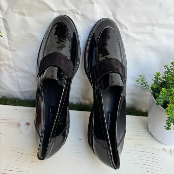 Paul Green Black Patent Leather Loafers very comfortable US size 10.5 UK size 8