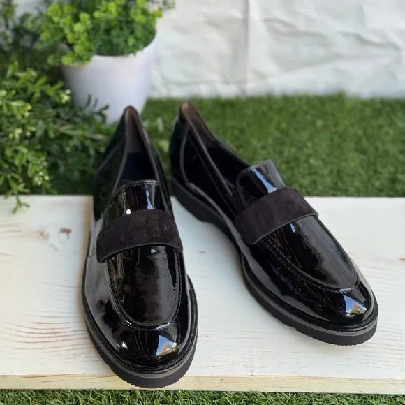Paul Green Black Patent Leather Loafers very comfortable US size 10.5 UK size 8