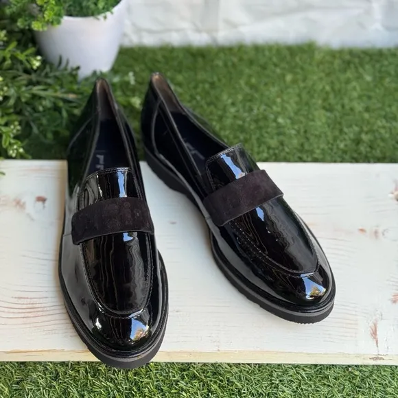 Paul Green Black Patent Leather Loafers very comfortable US size 10.5 UK size 8