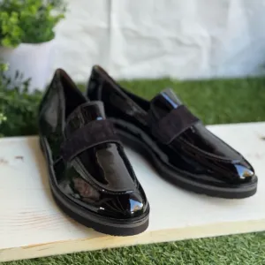 Paul Green Black Patent Leather Loafers very comfortable US size 10.5 UK size 8