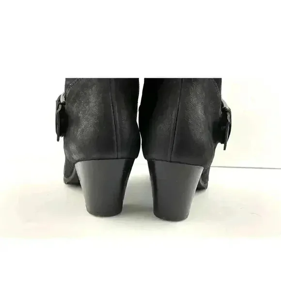 Paul Green Black Suede Leather Women's Boots 5 Kimberly Knee High Buckle Zipper